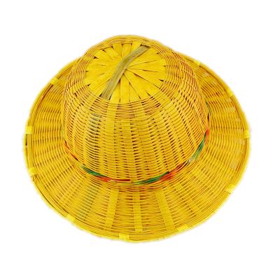 China Direct supply eco-friendly environmental protection bamboo straw hat with steel plate and large gutters for sale