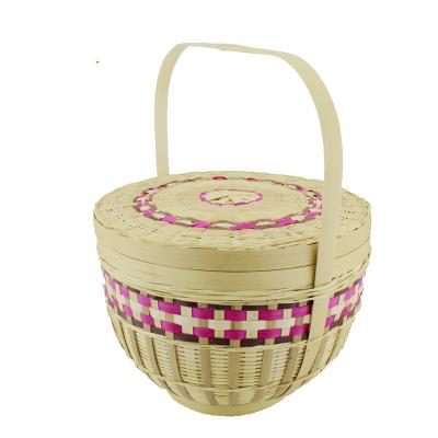 China Sustainable Woven Fruit Basket Storage Basket Handwork Natural Bamboo Basket for sale