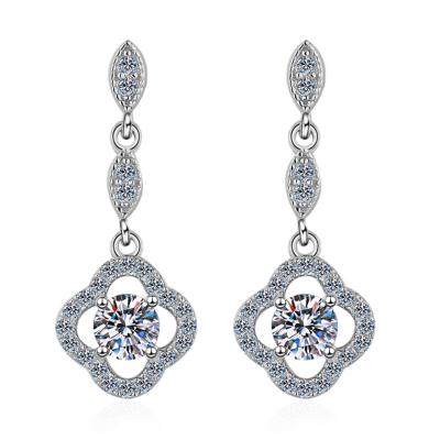 China Other Unique Design Four Leaf Clover Stud Earrings S925 Sterling Silver Mosan Diamond for sale