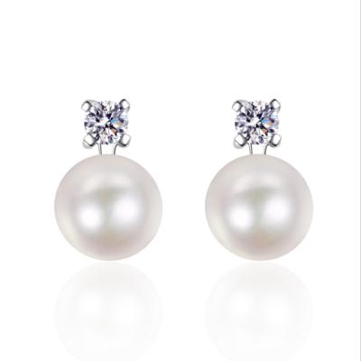 China Other 925 Sterling Silver Natural Flawless Fresh Water Pearl Moissanite Earrings for sale