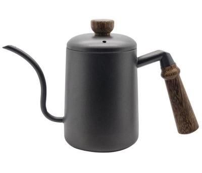 China Sustainable High Quality Stainless Steel Food Grade Standard With Wooden Handle Gooseneck Coffee Kettle for sale