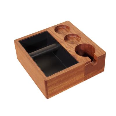 China Sustainable Espresso Blow Box Tamper Station Wooden Coffee Blow Box for sale