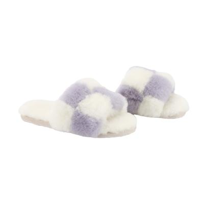 China Fluffy Open Toe Women Casual Flat Shoes Warm Wool Fur Soft Cozy for sale