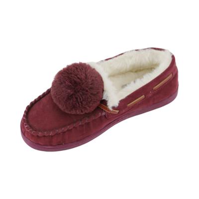 China Memory Foam Flat  Slippers Suede Faux Fur Lined Indoor Outdoor Flat Shoes for sale