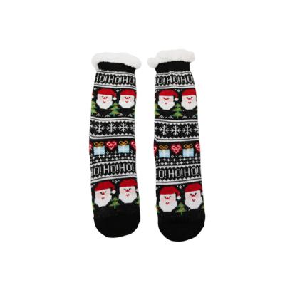 China Microfiber Polyester Ladies Slipper Socks Santa Claus Fluffy Fuzzy for sale