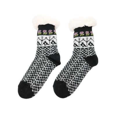 China Women Home Slipper Socks Fuzzy Thick Warm Heavy Fleece Lined Slipper Socks for sale