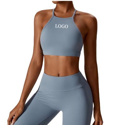 China Breathable Chinese manufacturers yoga clothes women with chest pads, Pilates training fitness top suit high-end sports bra for sale