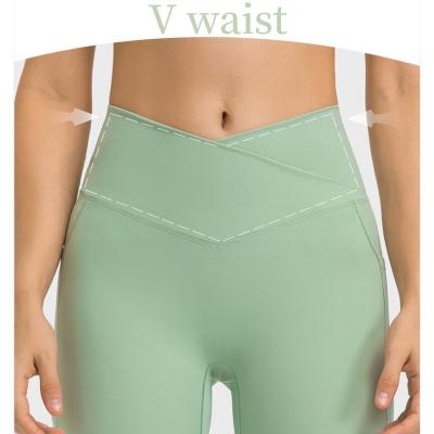 China Breathable OEM Four-Way Stretch Gym Pants High Waisted Yoga Tight Leggings Women V Shape Scrunch Butt Lifting Fitness Yoga Leggings for sale