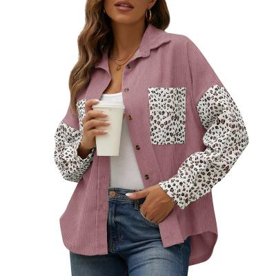 China 2022 Autumn Leopard Corduroy Jacket Women Anti-wrinkle Coat Loose Jacket Women Overshirt Winter Shirt Female Jackets For Women New Design for sale