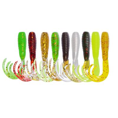 China PVC HAWKLURE Mini Soft Bait Loop Tail 3.8cm Trout 0.7g Groundbait Fishing Lures Artificial Soft Bait for sale