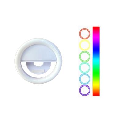 China Mini Phone RGB Selfie LED Ring Light Rechargeable Clip Flash Sufficiency Lighting Makeup Colorful Ring for Mobile Phone for sale