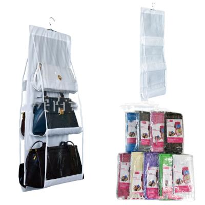 China New Six-Layer Double-Sided Bag Storage Wall Hanging Non-woven Hanging Bag Type Hanging Bag Handbag Dustproof Storage Bag for sale