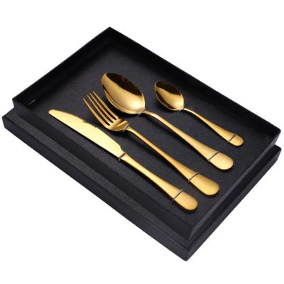 China New viable stainless steel cutlery set gold stainless steel cutlery creative color steak cutlery titanium-plated western spoon for sale