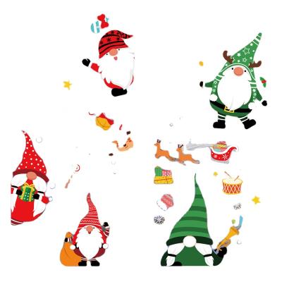 China Window Sticker Christmas Decorations Explosion Patterns Santa Claus Elk Stickers Christmas Mall Stained Glass Decoration for sale