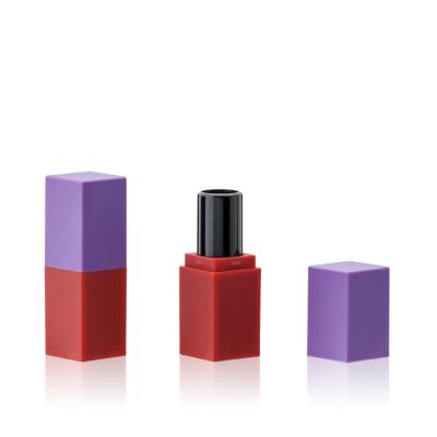 China Square Color Plastic Cosmetics Mini Lipstick Tube/Container/Case/Packaging Design By Contrast - Base+Lavender Red Inner Lid 9.1mm Cup for sale