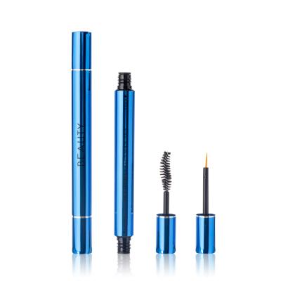 China Cosmetics Two In One Mini Size 3ml*2 Shiny Blue Metal / Aluminum Mascara Tube Double Empty Finished, Double Mascara Tubes, 2 In 1 Mascara Tube for sale