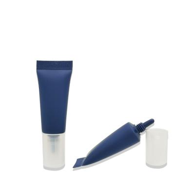 China Cosmetics empty 4ml BB/CC cream base plastic soft tube with long spout in ocean blue color with clear lid for sale