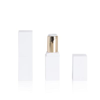 China LOQ MOQ Cosmetic Square Shaped Lipstick Packaging, Plastic White Lipstick Case, 3-4g Empty Lipstick Container for sale