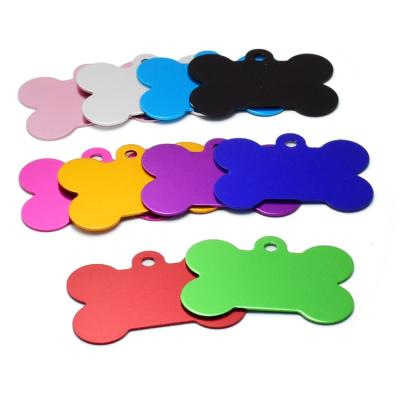 China Europe Double Sided Blank Shape Pet Aluminum Bone Identification Dog Bone Tag for sale