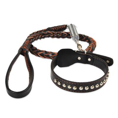 China Large 2.5cm 3.0cm 3.5cm Wholesale JEWELED Luxury Leather Pet Collar Leash for sale