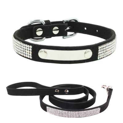 China JEWELED in Custom Logo Engraved XS Running S M L Diamond Dog Collar Nameplate for sale