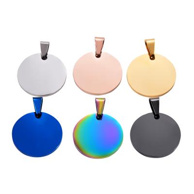 China Europe DIY Crafts Stainless Steel Pendants Charms Smooth Blank Round Dog Tag for sale