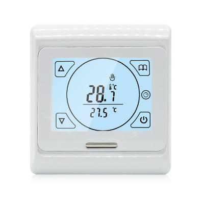 China Contemporary E91.716 Contact-Button Programmable Electric Heating Thermostat With Floor Limit Sensor 16A 100-240VAC for sale