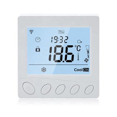 China Contemporary Original Manufacturer R3W.853 LCD 3A Smart WiFi/485 Modbus Fan Coil Thermostat for 4 Pipe System Works with Alexa and Google for sale