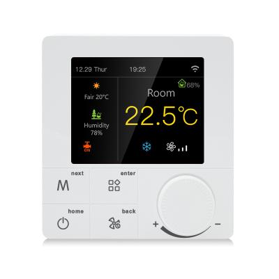 China R8C.853 Contemporary Original Manufacturer RGB LCD WiFi/485 Modbus Colorful Fan Coil Thermostat for 2 Pipe System Works with Alexa and Google for sale