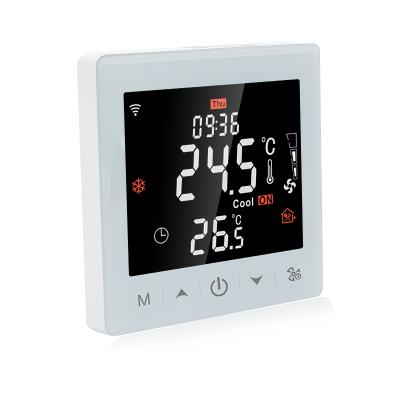 China Original Manufacturer R9W.743 Contemporary Smart WiFi LCD Display Fan Coil Thermostat 3A 100-240VAC Works with Alexa and Google for sale