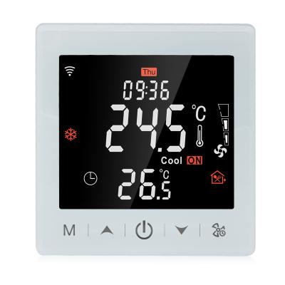 China R9W.963 Contemporary Hot Sale Capacitive Touch 3A Smart WiFi/485 Modbus LCD Fan Coil Thermostat Works with Alexa and Google for sale