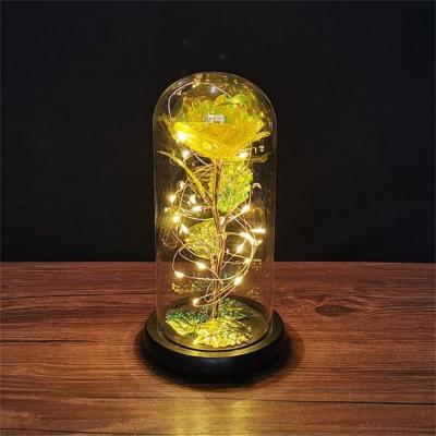 China Popular Romantic Glass Rose Flower Wedding LED Light Decoration Valentine's Day Gift for sale