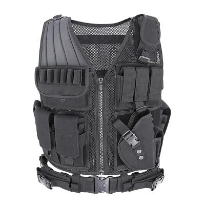 China Fashion Doublesafe Custom Made Polyester Multifunctional Mesh Vest Outdoor Combat Multifunctional Black Military Army Tactical Vest For Men for sale