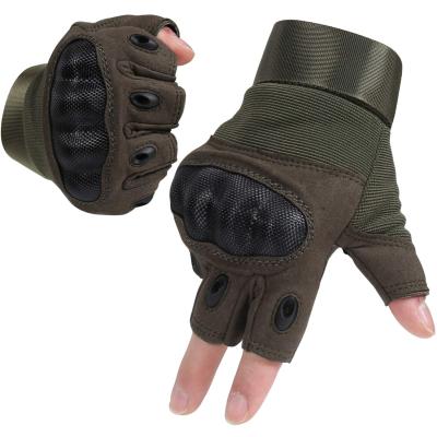 China Custom Men's Doublesafe RTS Half Finger Green Hard Knuckle Fingerless Half Finger/Army Hand Combat Outdoor Hunting Shooting Military Tactical Gloves for sale