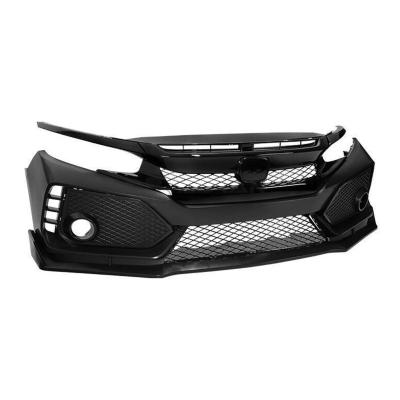 China Durable ABS Plastic Material Type R Style Conversion Front Bumper With Grill For Honda Civic 2016-2019 for sale