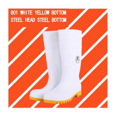 China High Toe PVCSteel Head Rain Boots Steel White Chemical Resistant Boot Beverage Industry Safety Boots for sale