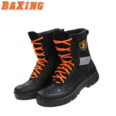 China Anti-Slip Fire And Rescue Boots Shaping Boots High Ankle Cut Toe Genuine Leather Rescue Emergency Safety Steel Boots for sale