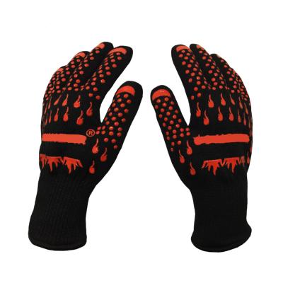 China Hot Selling Heat Resistant Gloves Anti-Slip 500 Degree Oven Gloves 2 Layer Silicone Aramid Heat Resistant Gloves for sale