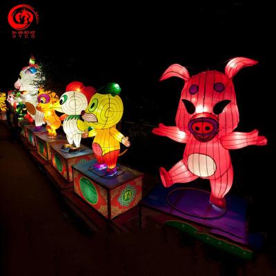 China Silk Economic Custom Design Chinese Festival Garden Attraction Lantern for sale