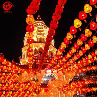 China Chinese Traditional Festival Decoration New Year Carnival Silk Decorative Led Lantern Display Show for sale