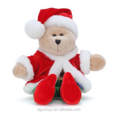 China Plush Stuffed White Teddy Bear Factory Porcelain With Christmas Hat for sale