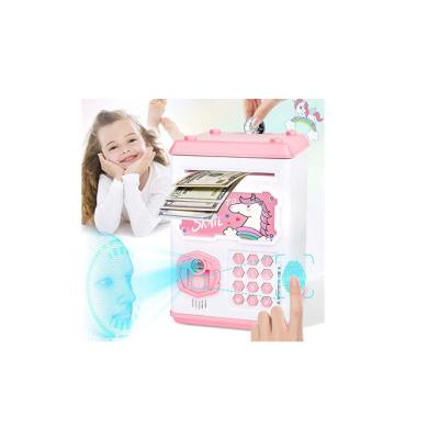 China Nursery Rhyme World Face and Fingerprint Scan Password Code Lock Cash Money Bank Kids Electronic Money Bank Piggy Bank Girls for sale