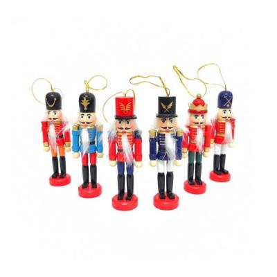 China Europe 12Cm Nutcracker Set Of 6 Gifts And Crafts Christmas Pendants Home Decor Wooden Crafts for sale