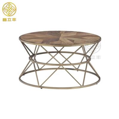 China Morden coffee table Guangdong Xinlifeng factory the log side and metal coffee table for sale