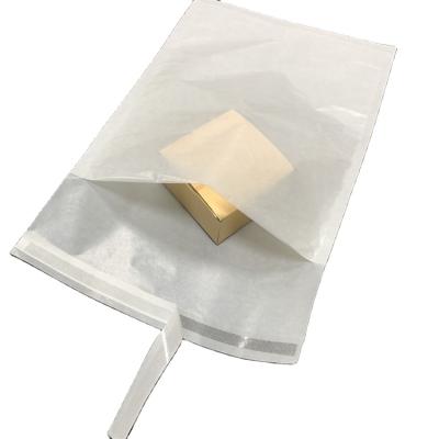 China 35g 40g Disposable Eco Friendly White Free Sample Clothing Gift Package Sticker Self Seal Adhesive Paper Bag for sale