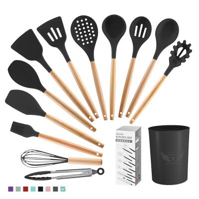 China Sustainable 13Pcs Kitchen Accessories Baking Travel Utensil Set Silicone Cooking Cookware Turner Tongs Spatula Spoon Non-Toxic Tool Set for sale