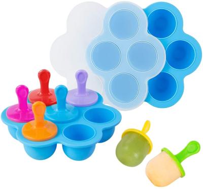 China Sustainable Hot Products Environmental Ice Cube Trays Silicone With Lids Baby Food Container for sale