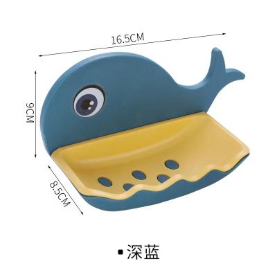 China Sustainable Cartoon Whale Bathroom Soap Dish Rack Bathroom Soaps Boxed Storage Shelf Plastic Wall Mounted For Bathroom for sale