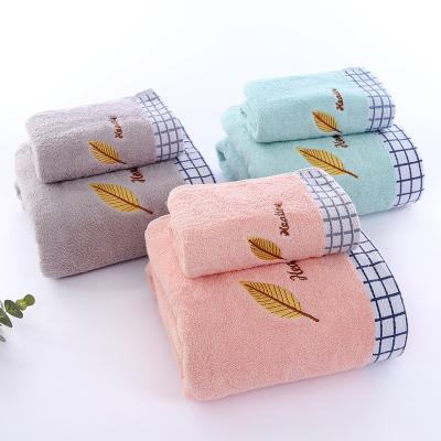 China Viable Wholesale Gold Cotton Leaf Embroidery Single Gift Box Towel Sports Couple Towel Cotton Towel Set for sale