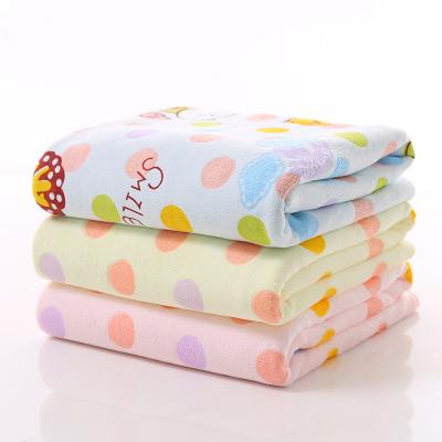 China Adult Customized Viable Quick Dry Cartoon Dot Print Absorbent Microfiber Bath Towel for sale